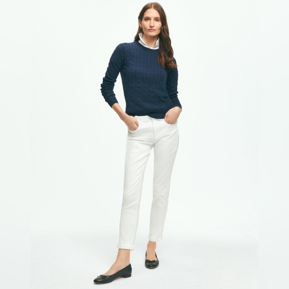 ✨ BROOKS BROTHERS ✨ Supima Cotton Cable Crewneck Sweater. - Picture 2 of 15